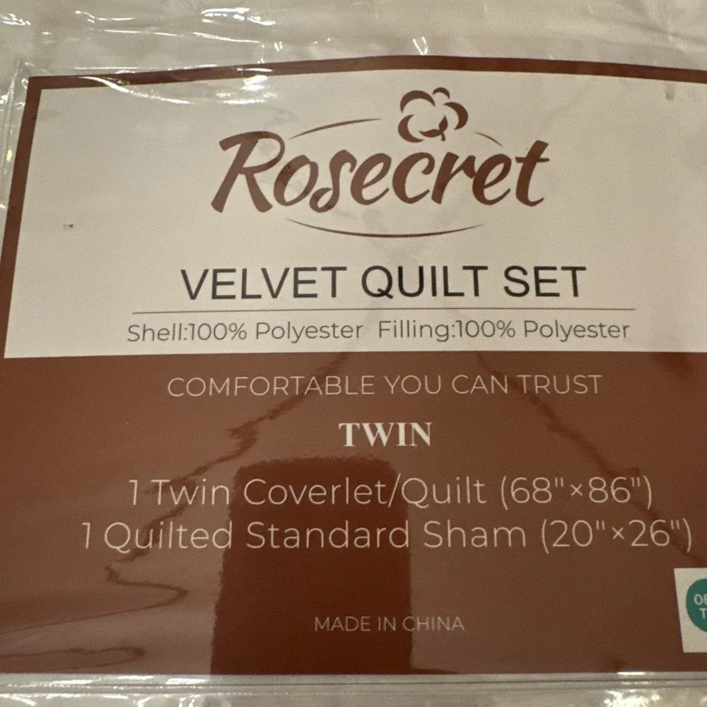 Luxury Velvet Twin Quilt‎ Set Lightweight Oversized Cream White Quilt & Sham NEW